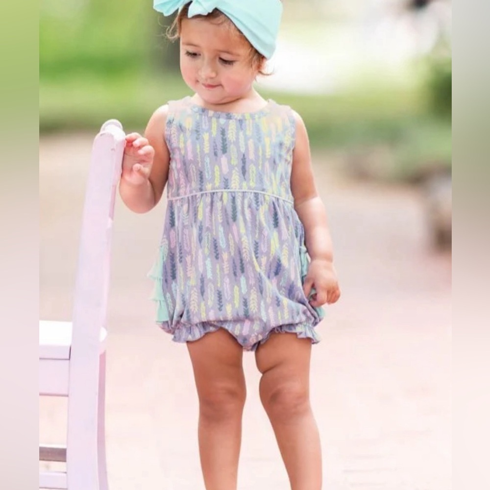 Ruffle Butts Feather Folklore Bubble Romper Size 2T